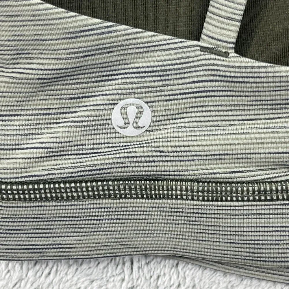 Lululemon Energy Sports‎ Bra Womens 4 Gray Pinstripe Crossback Full Coverage